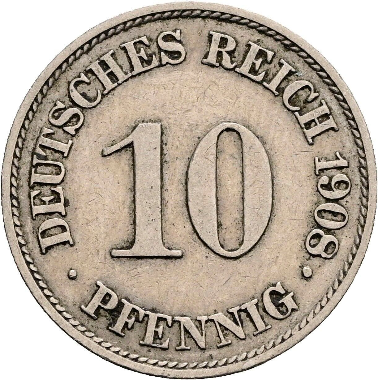 10 Pfennig 1908 A – Vorderseite