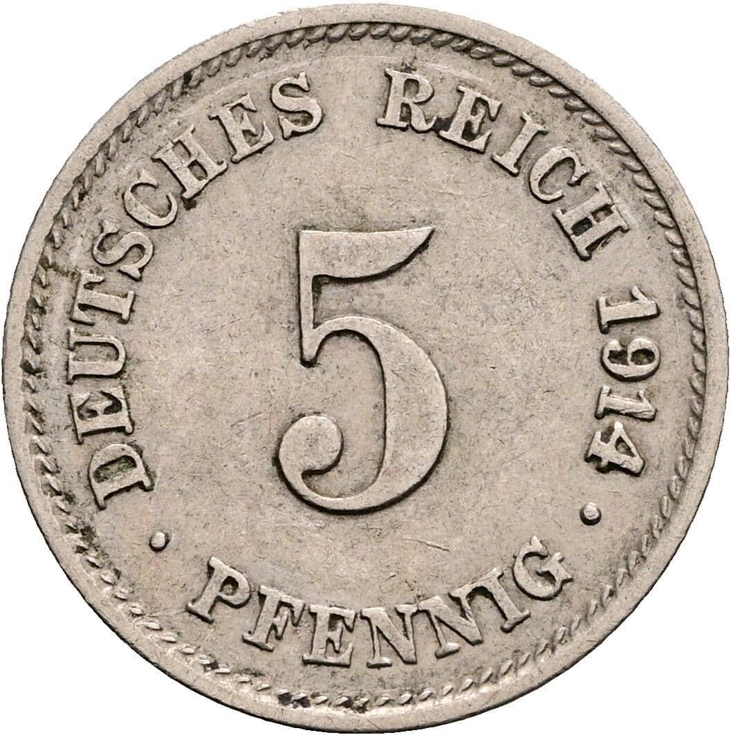 5 Pfennig 1914 G – Vorderseite