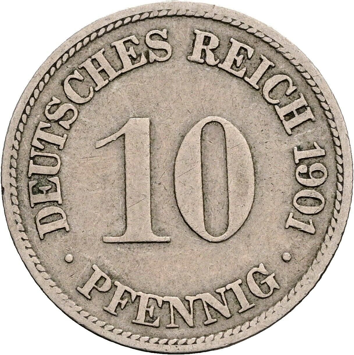 10 Pfennig 1901 F – Vorderseite