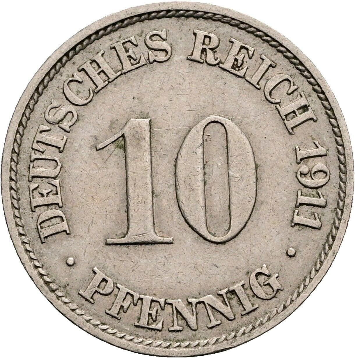 10 Pfennig 1911 J – Vorderseite