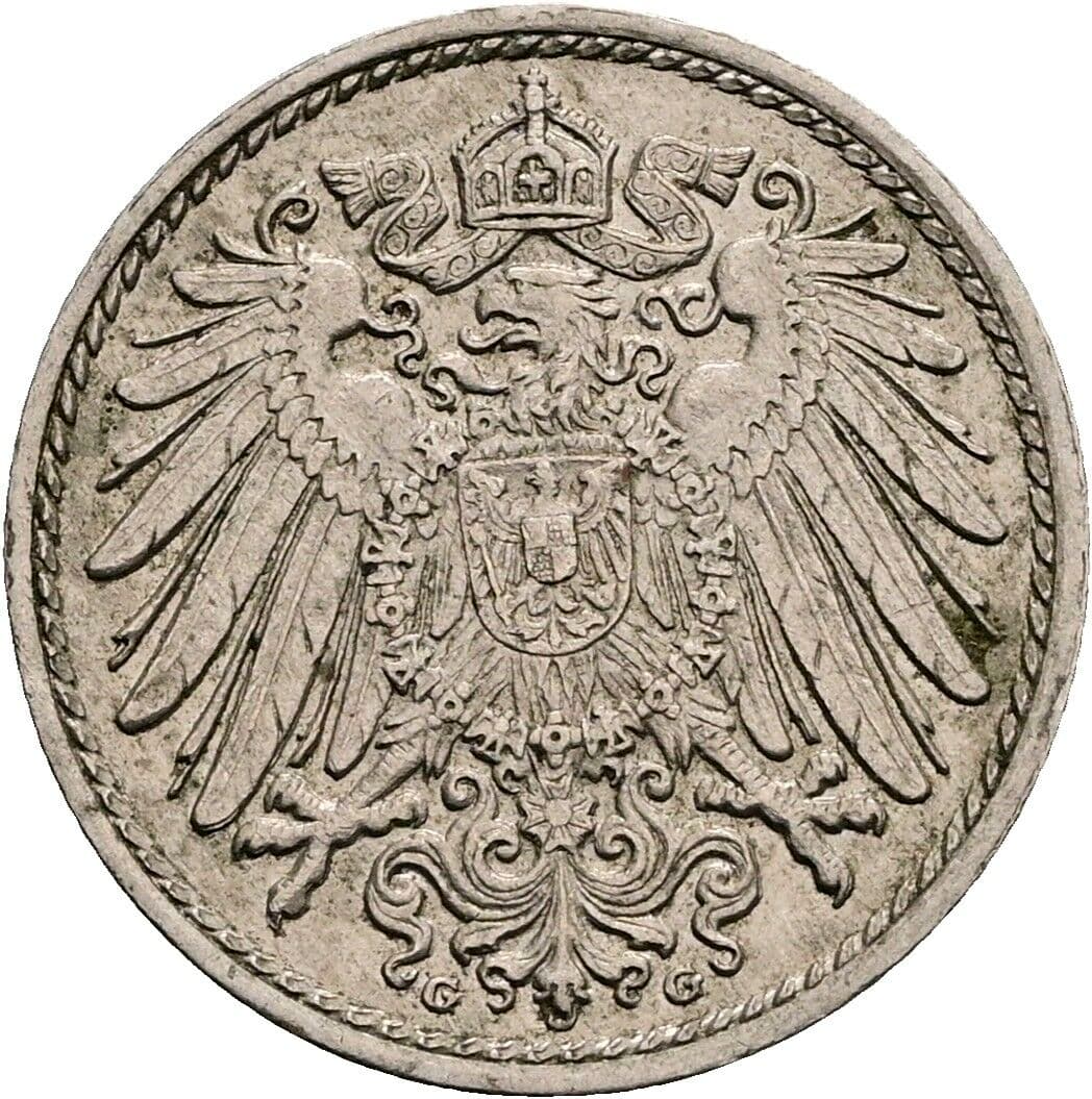 5 Pfennig 1913 G – Rückseite