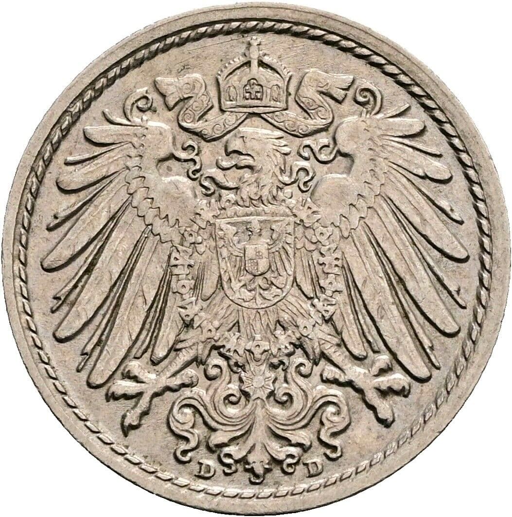 5 Pfennig 1911 D – Rückseite
