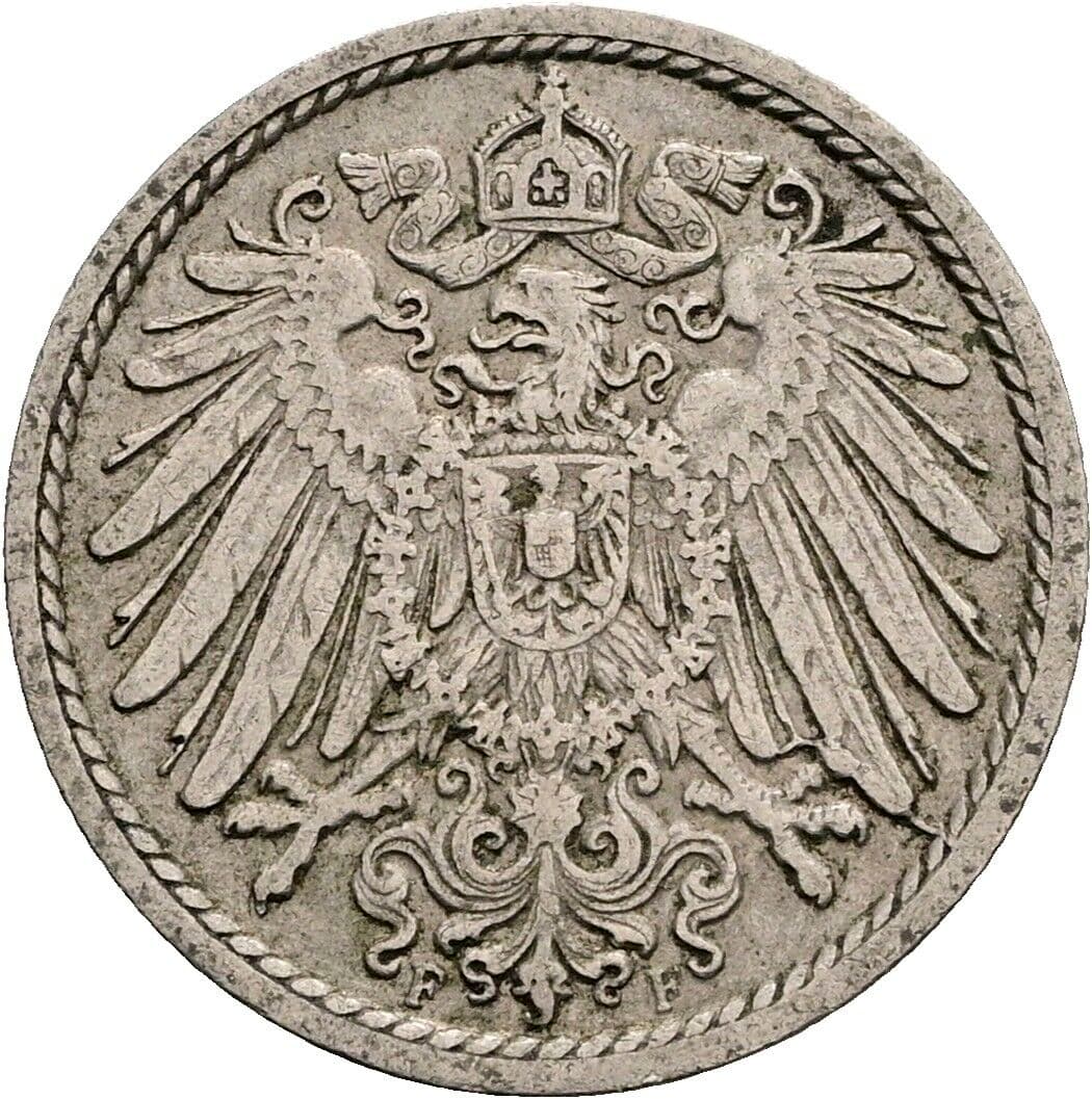 5 Pfennig 1907 F – Rückseite