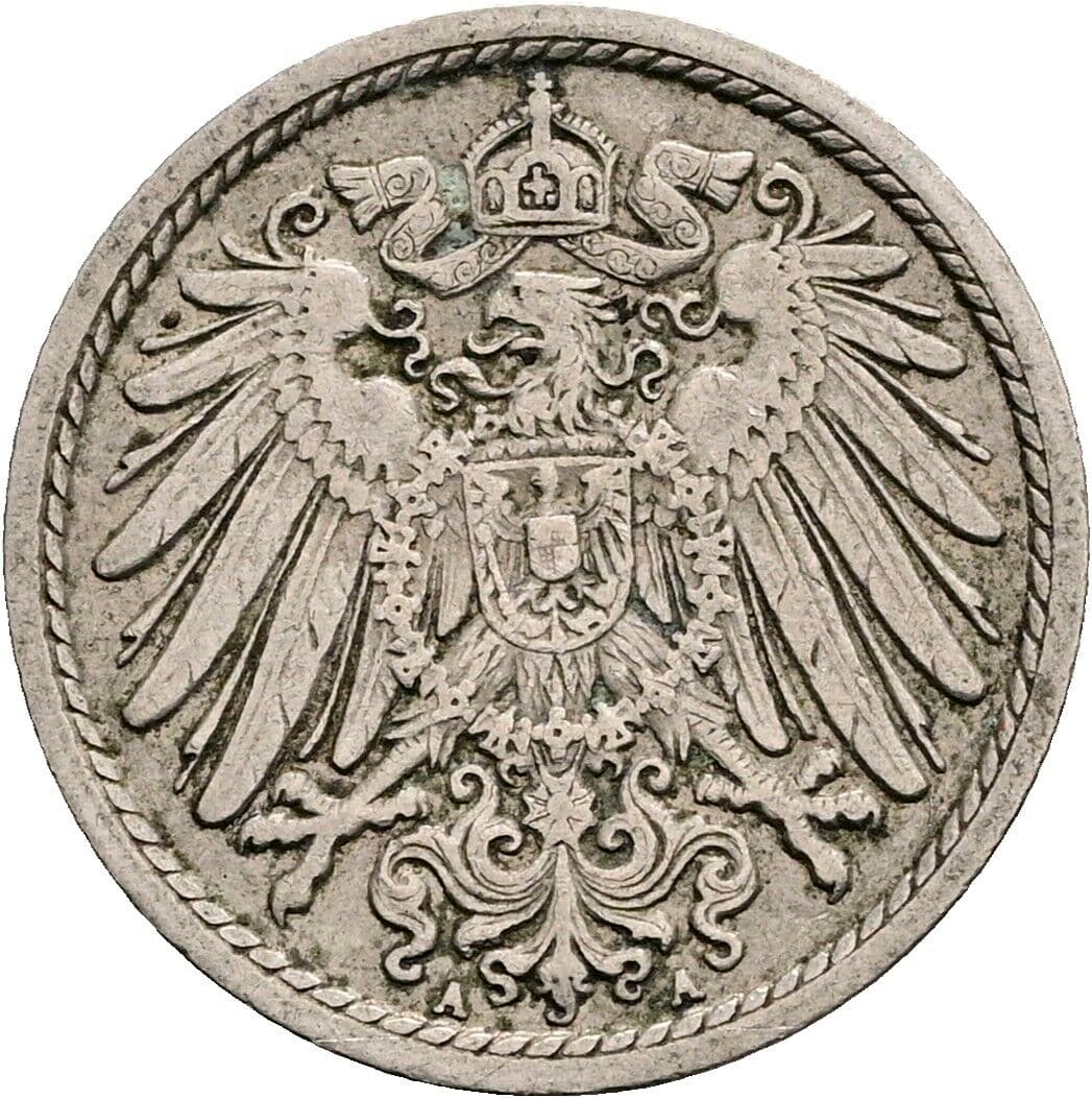 5 Pfennig 1908 A – Rückseite