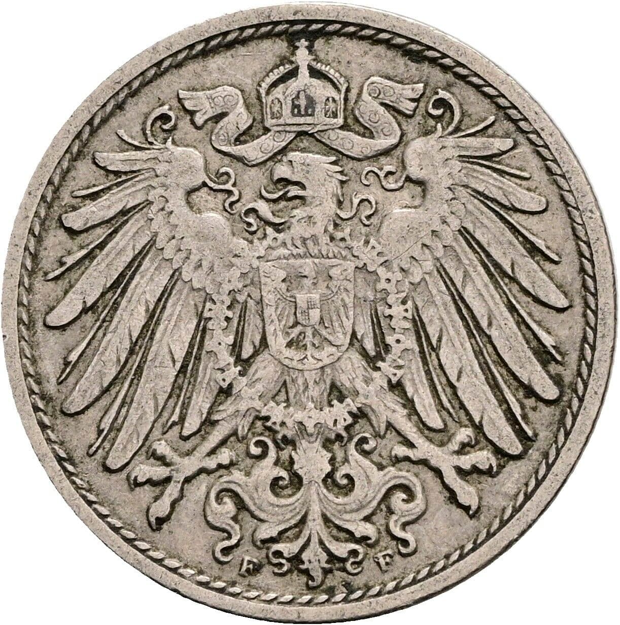 10 Pfennig 1908 F – Rückseite