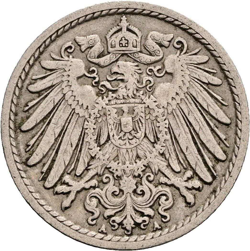5 Pfennig 1907 A – Rückseite