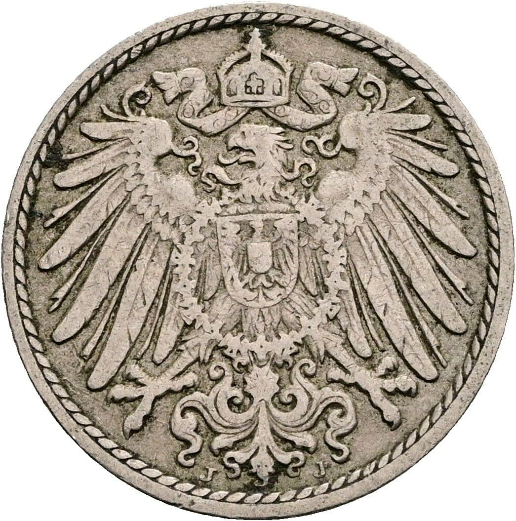 5 Pfennig 1902 J – Rückseite