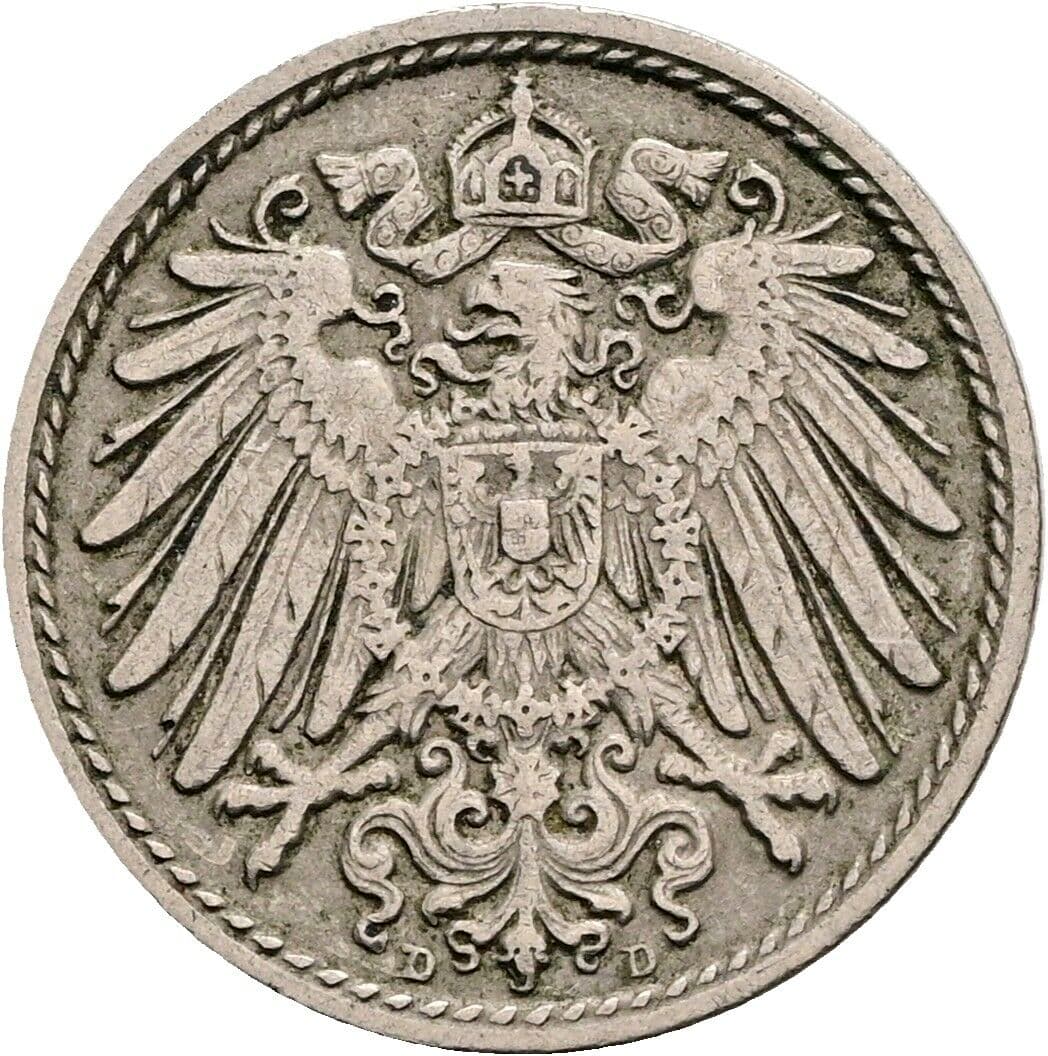 5 Pfennig 1901 D – Rückseite