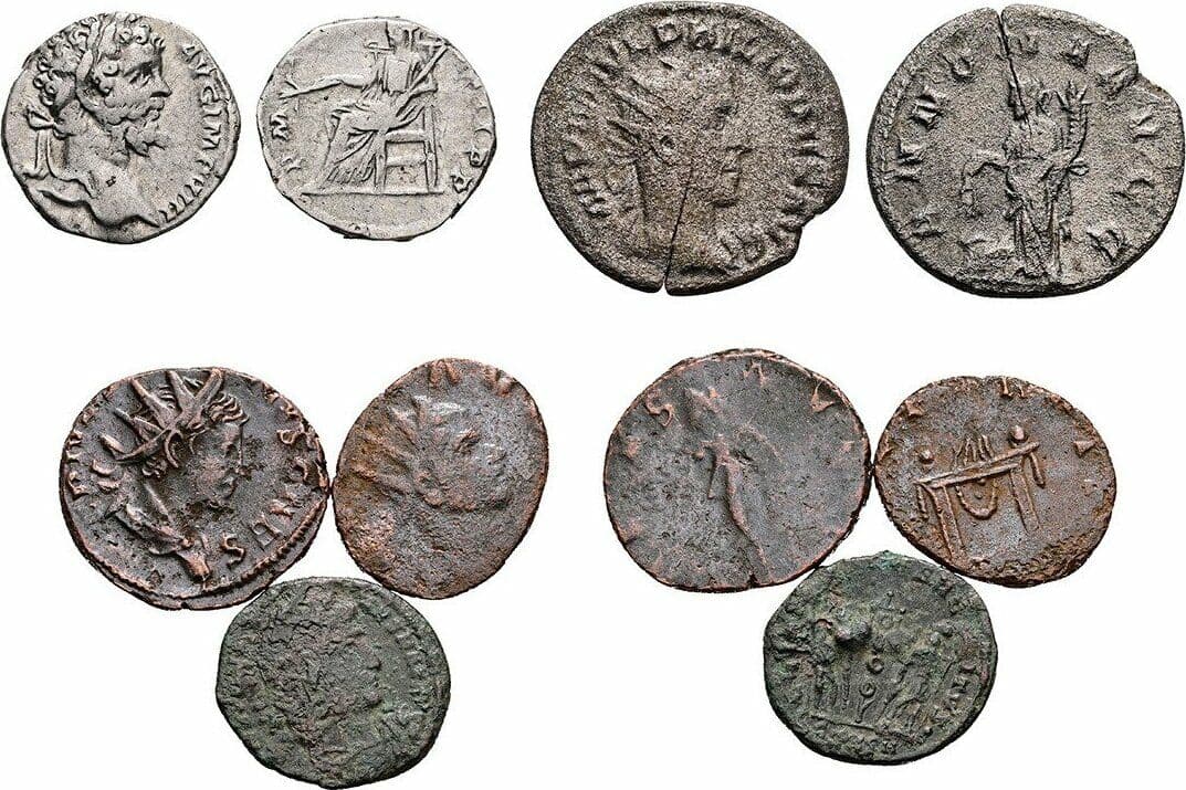ROM Lot 5 Stk. Denar, Antoniniane, Folles – Vorderseite