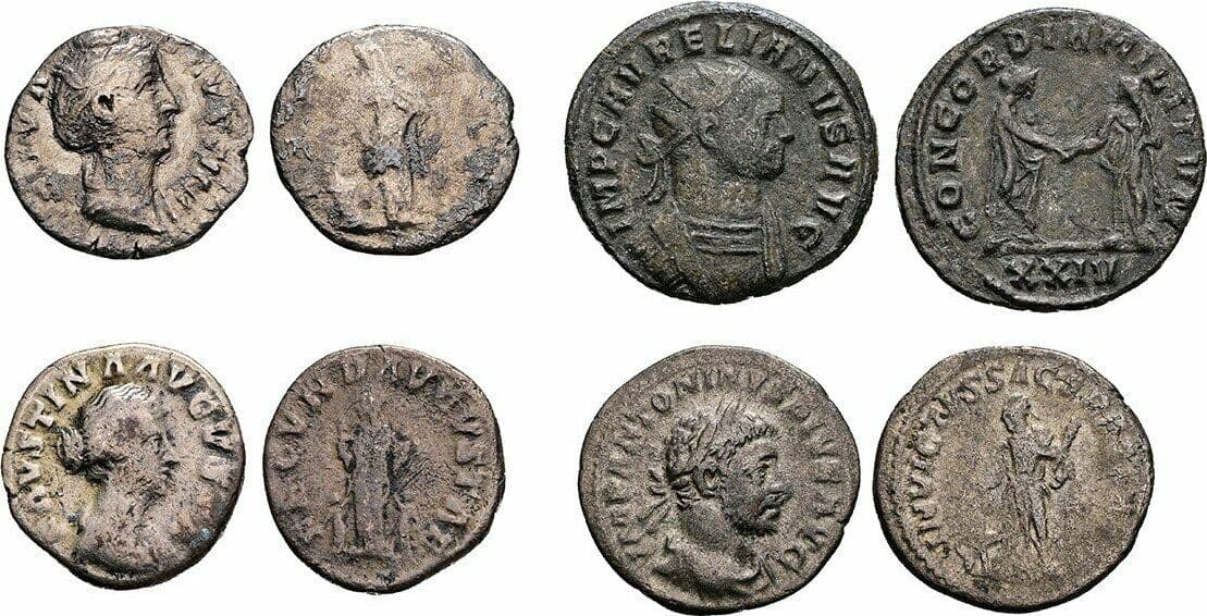 ROM Lot 4 Stk. Denare, Antoniniane – Vorderseite