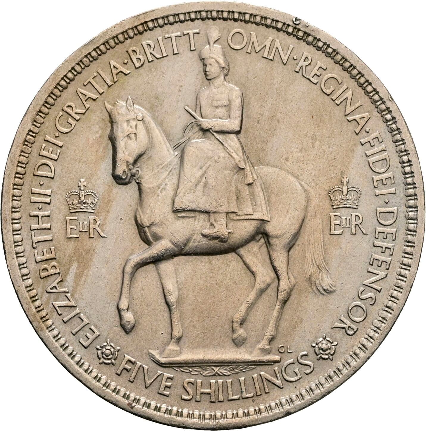 5 Shillings Elisabeth II. 1952-2022 1953 – Vorderseite