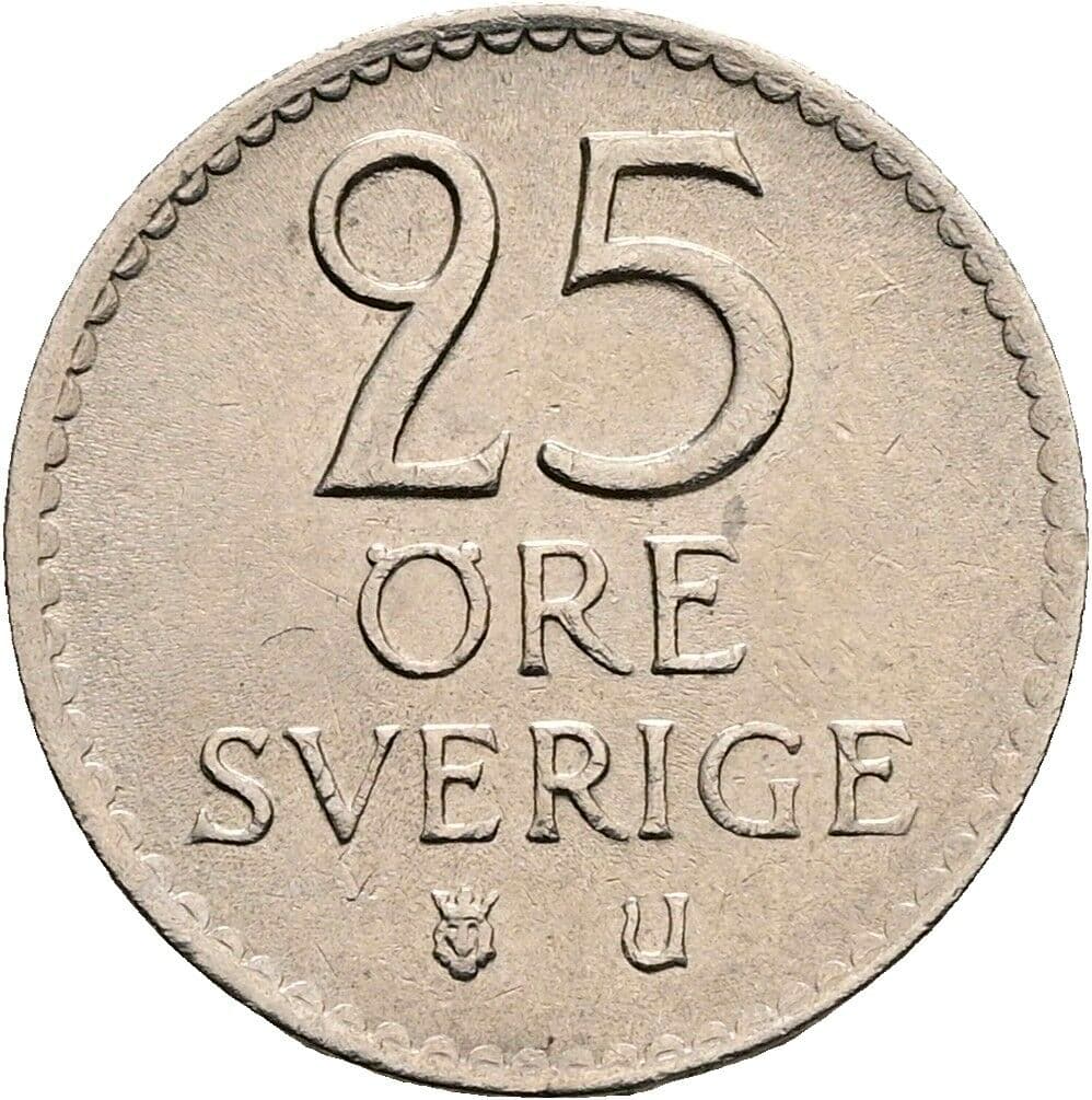 25 Öre Gustav VI. Adolf (1950-1973) 1966 – Vorderseite