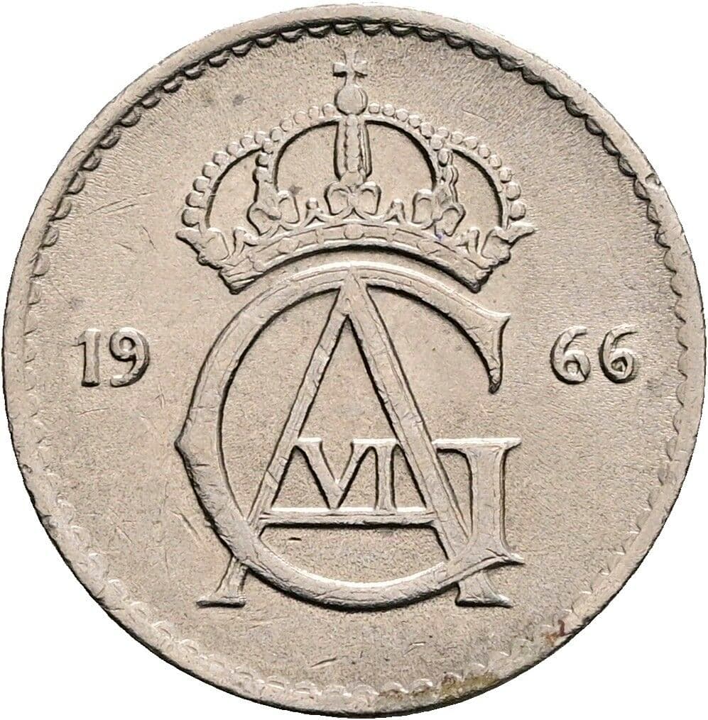 25 Öre Gustav VI. Adolf (1950-1973) 1966 – Rückseite