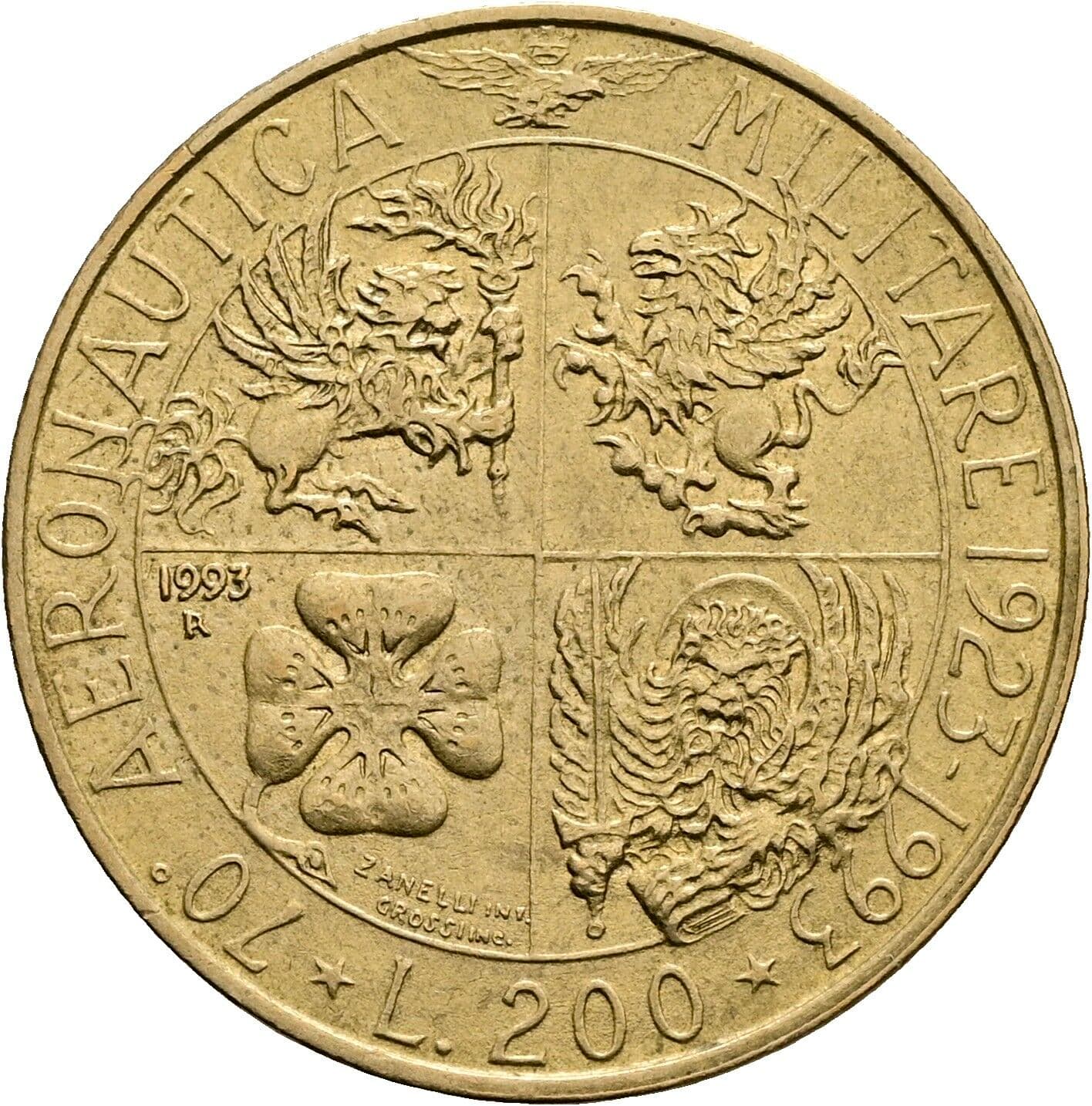 200 Lire 1993 – Rückseite