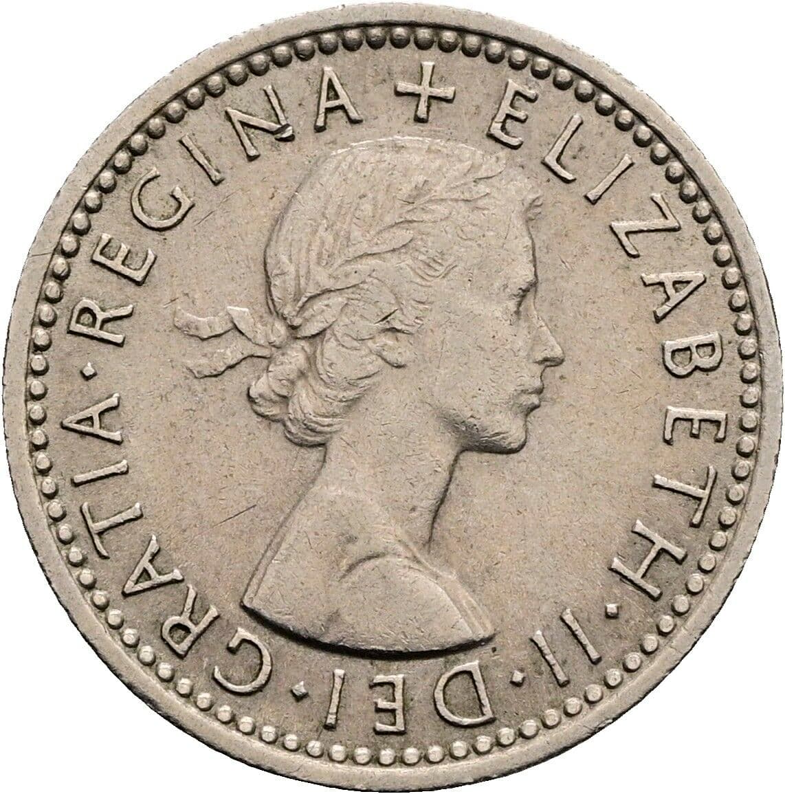 6 Pence Elisabeth II. 1952-2022 1960 – Vorderseite