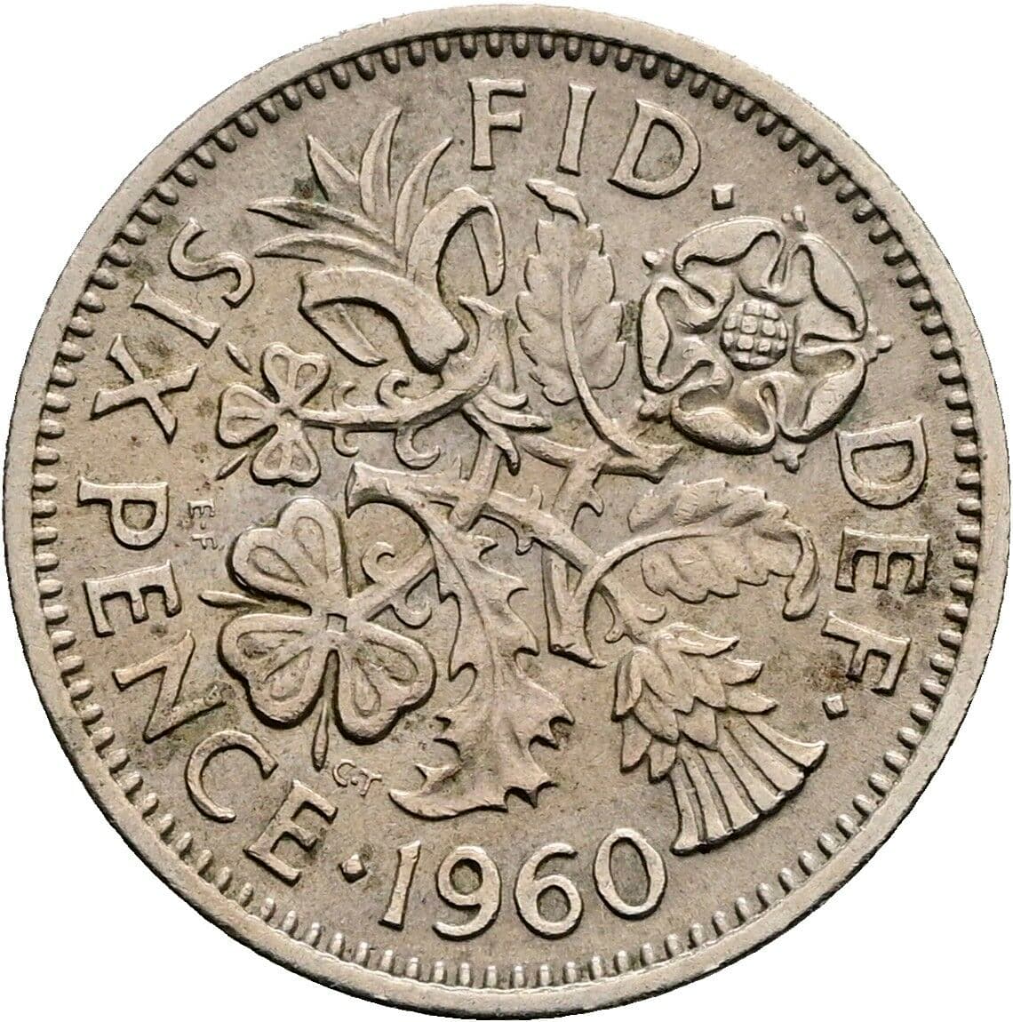 6 Pence Elisabeth II. 1952-2022 1960 – Rückseite
