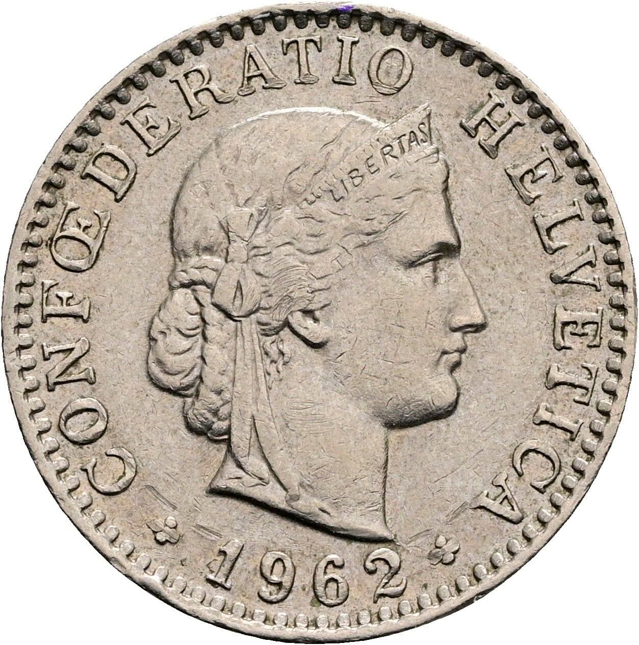 20 Rappen 1962 – Rückseite