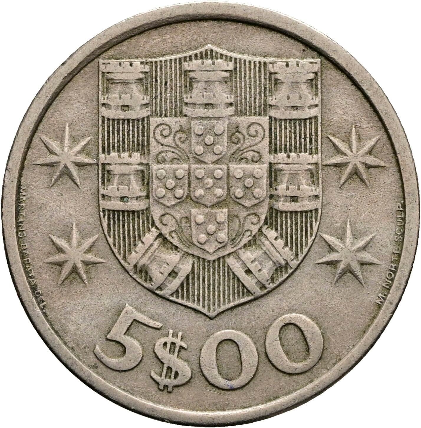5 Escudos 1972 – Rückseite
