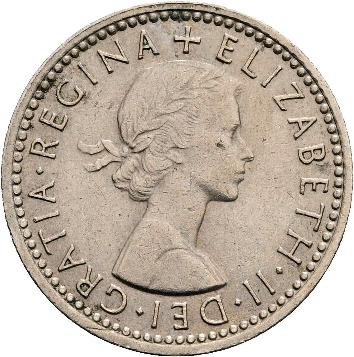 6 Pence Elisabeth II. 1952-2022 1962 – Vorderseite