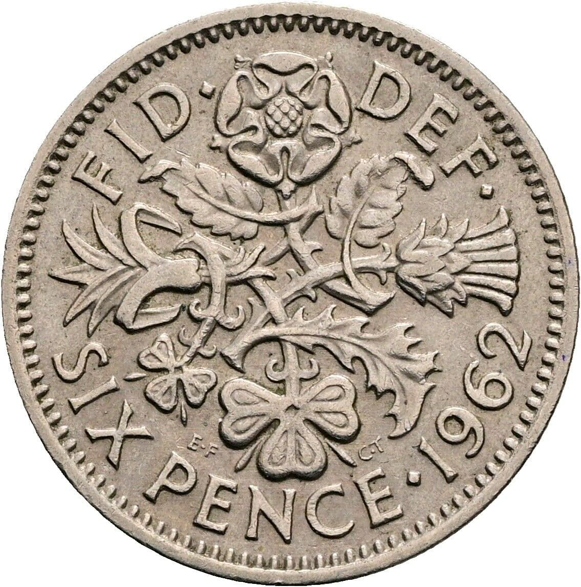 6 Pence Elisabeth II. 1952-2022 1962 – Rückseite