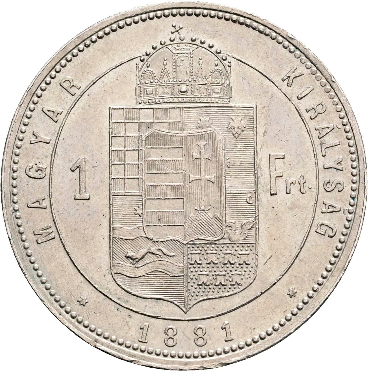1 Forint Franz Joseph I. 1848-1916 1881 KB, Kremnitz – Rückseite