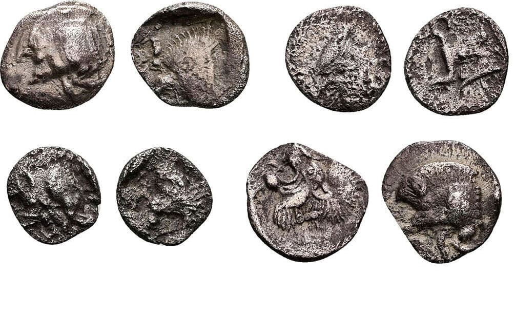 Lot mit 6 Stück Obole, Hemiobole