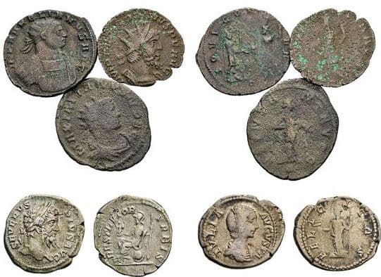 Rom Lot mit 8 Stück Denare, Folles – Rückseite