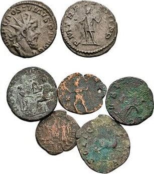 Rom Lot mit 7 Stück Denar, Antoninian, Folles – Rückseite
