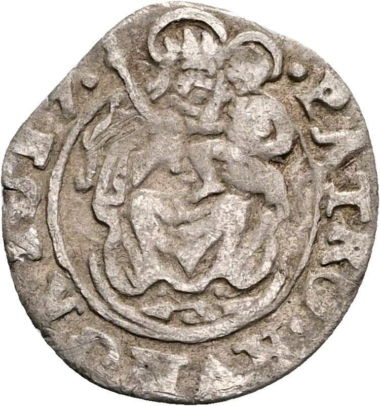 Denar Matthias 1612-1619 1617 KB, Kremnitz – Vorderseite