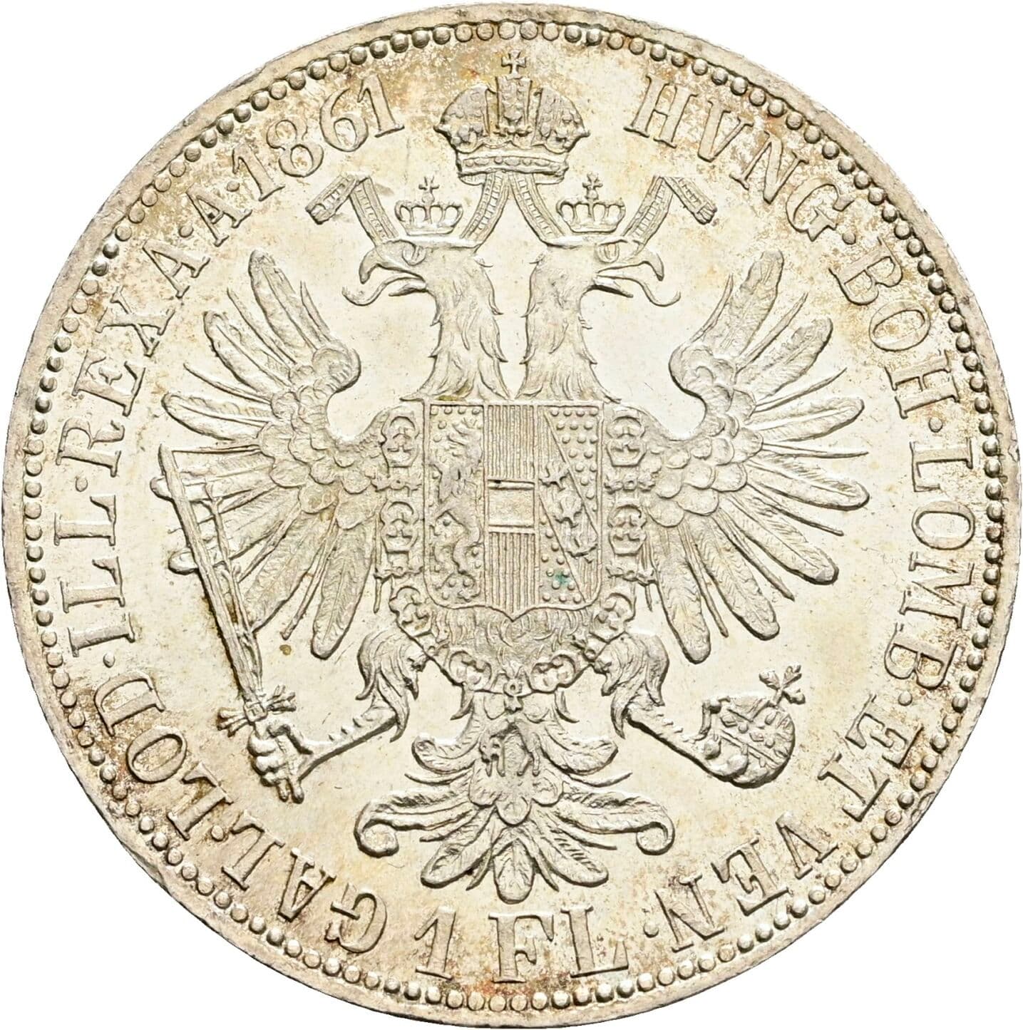 1 Gulden Franz Joseph I. 1848-1916 1861 A, Wien – Rückseite