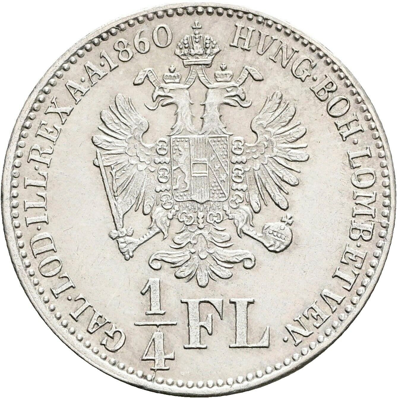 1/4 Gulden Franz Joseph I. 1848-1916 1860 B – Rückseite