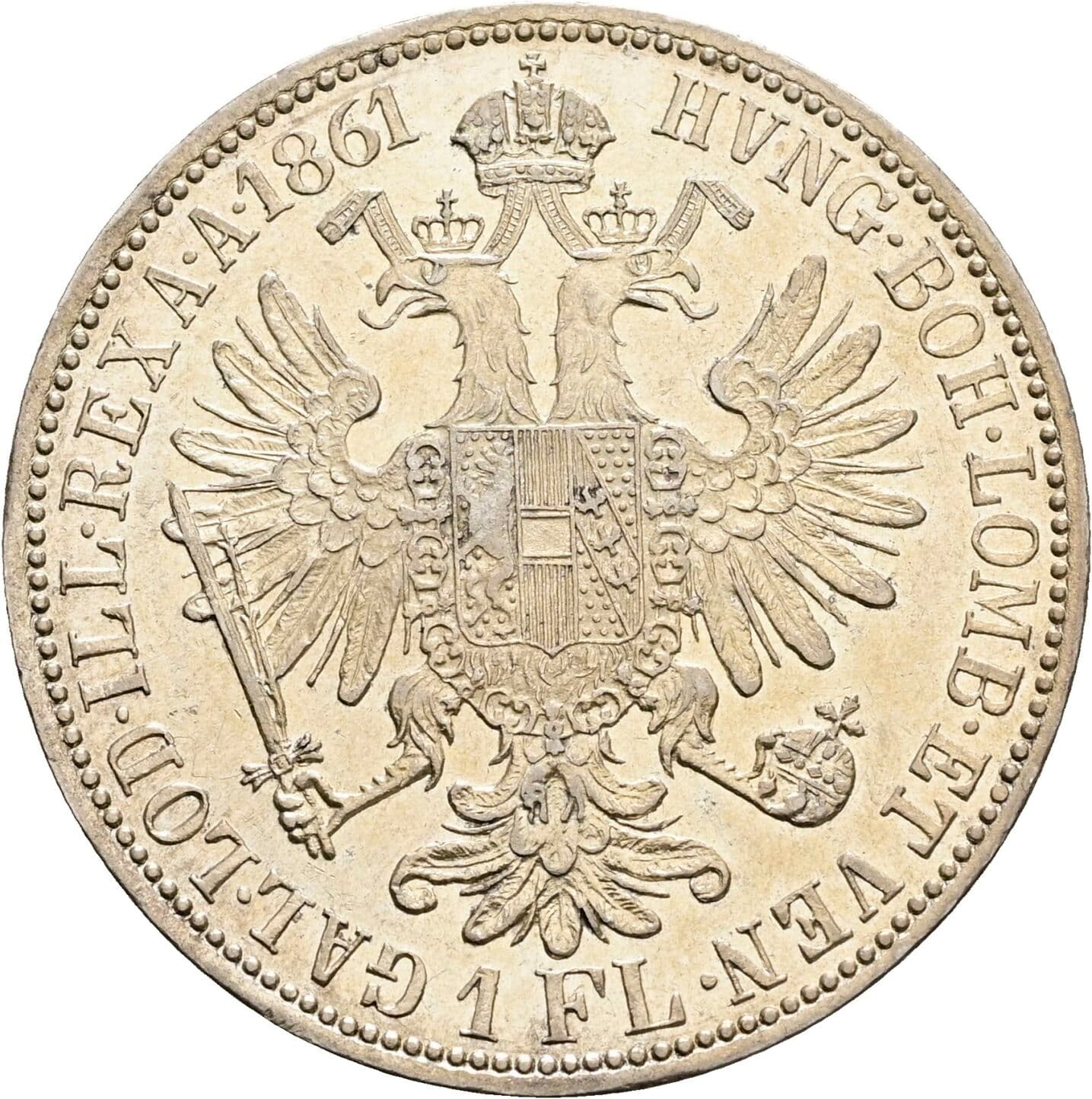 1 Gulden Franz Joseph I. 1848-1916 1861 A – Rückseite