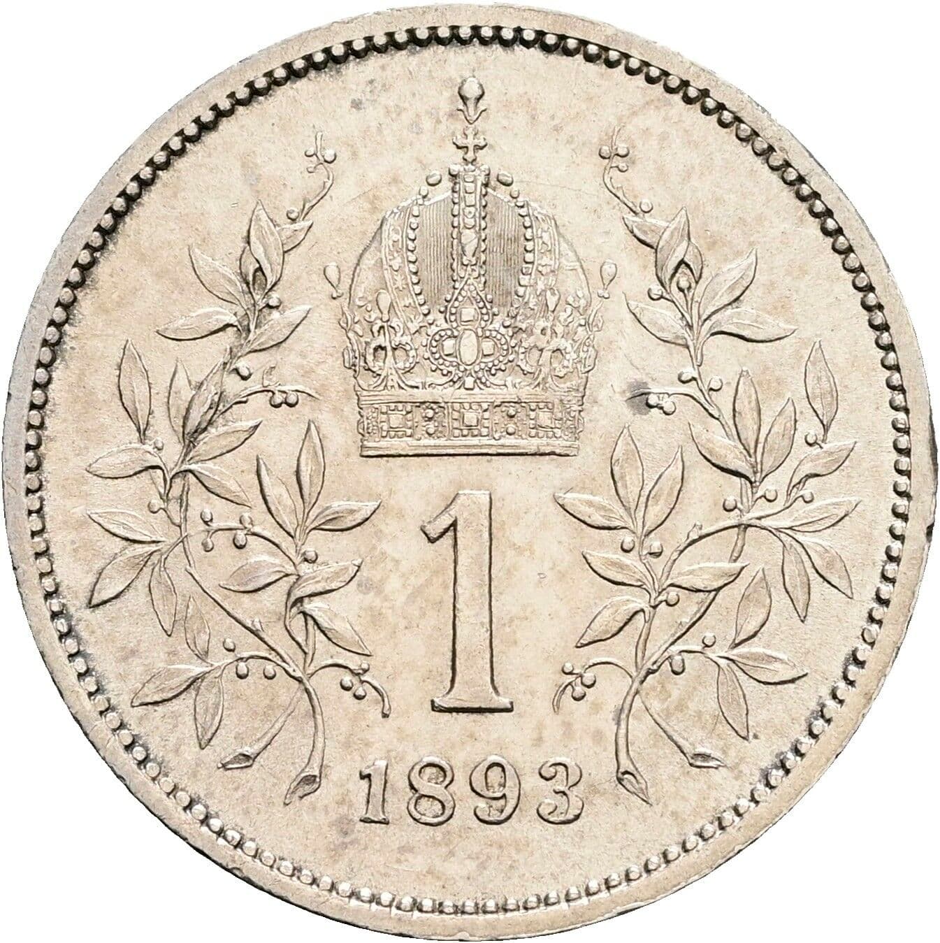 1 Krone Franz Joseph I. 1848-1916 1893 – Rückseite