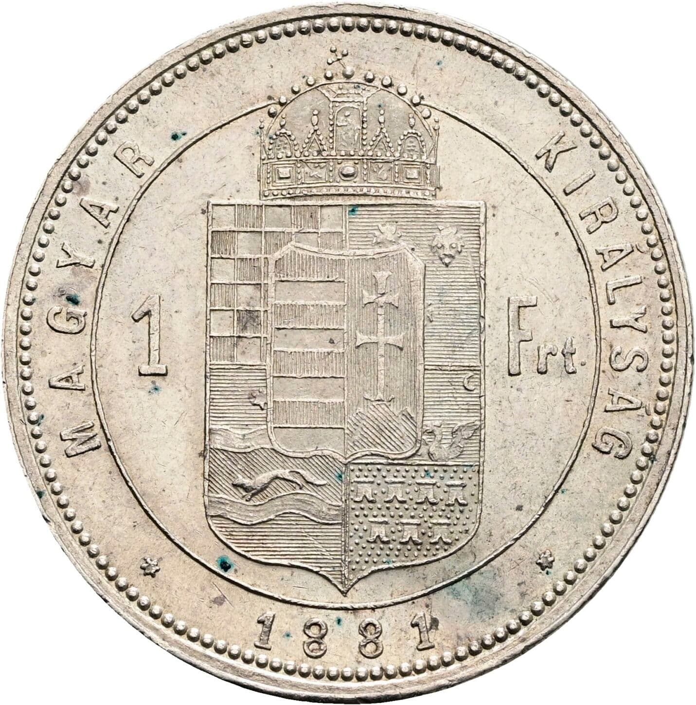 1 Forint Franz Joseph I. 1848-1916 1881 KB, Kremnitz – Rückseite