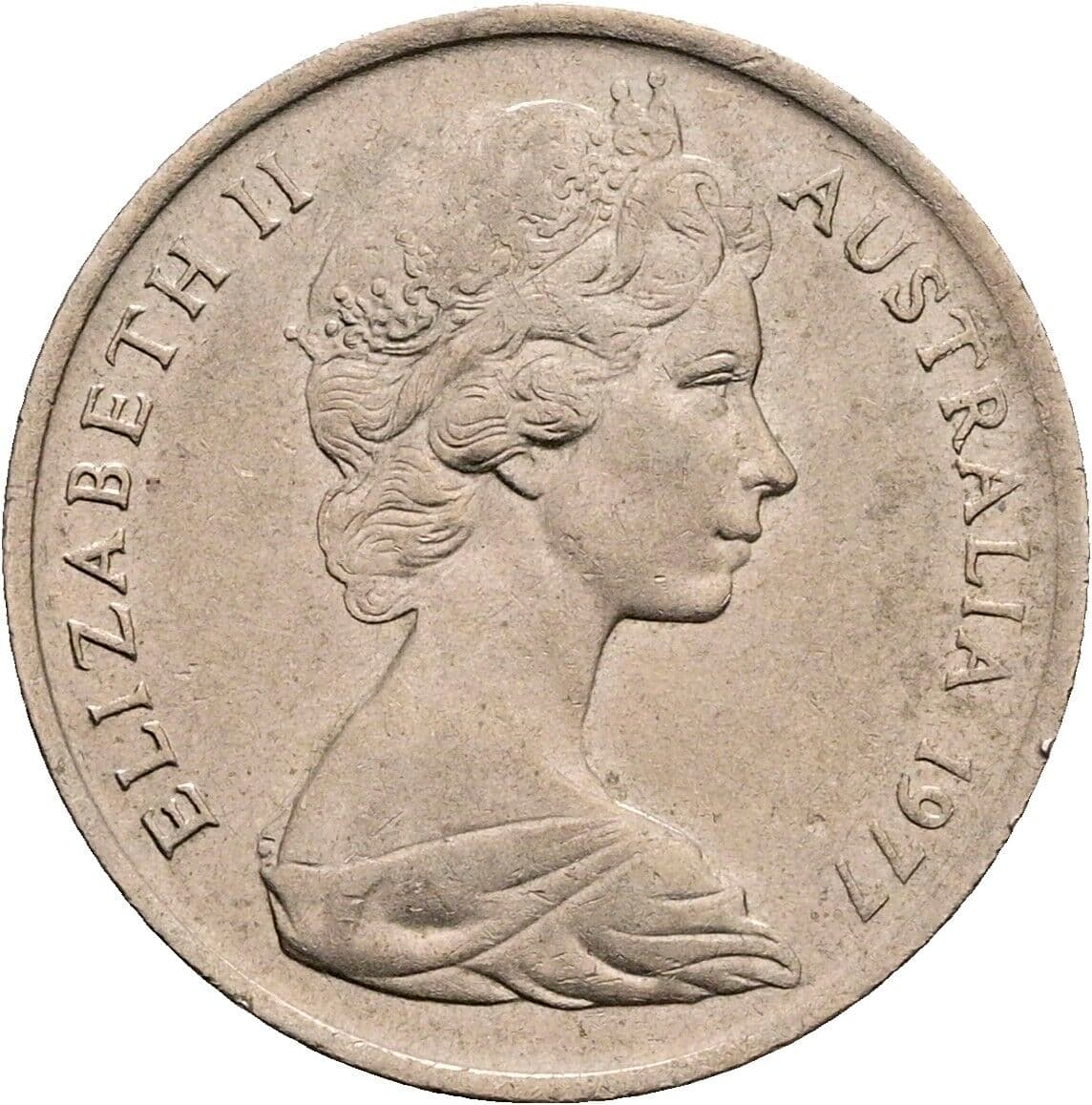 5 Cents Elisabeth II. 1952-2022 1977 – Vorderseite