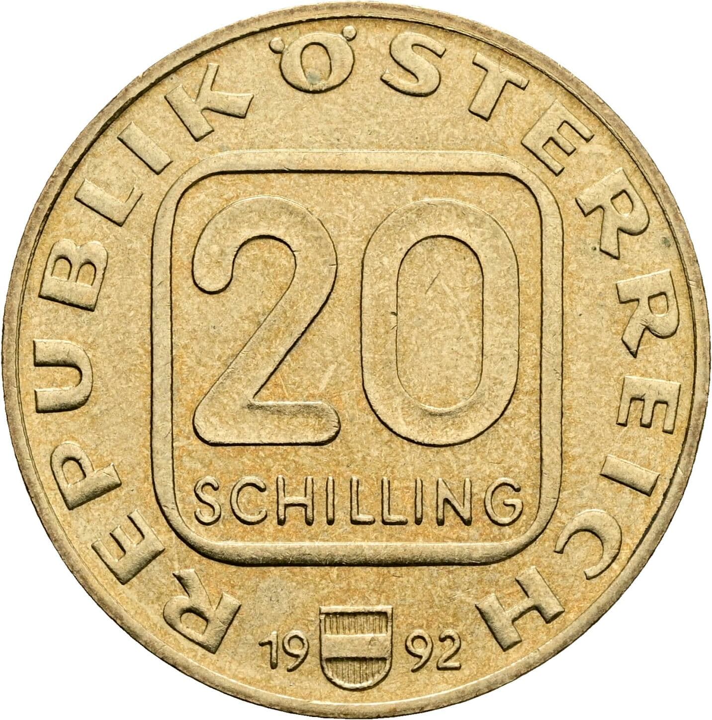 20 Schilling 1992 – Vorderseite