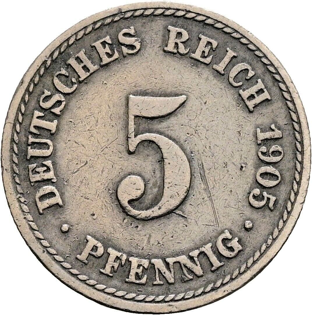 5 Pfennig 1905 F – Vorderseite