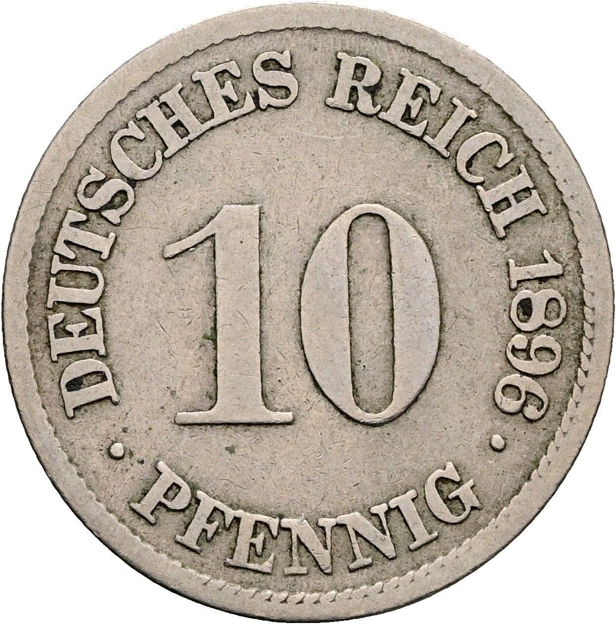 10 Pfennig 1896 F – Vorderseite