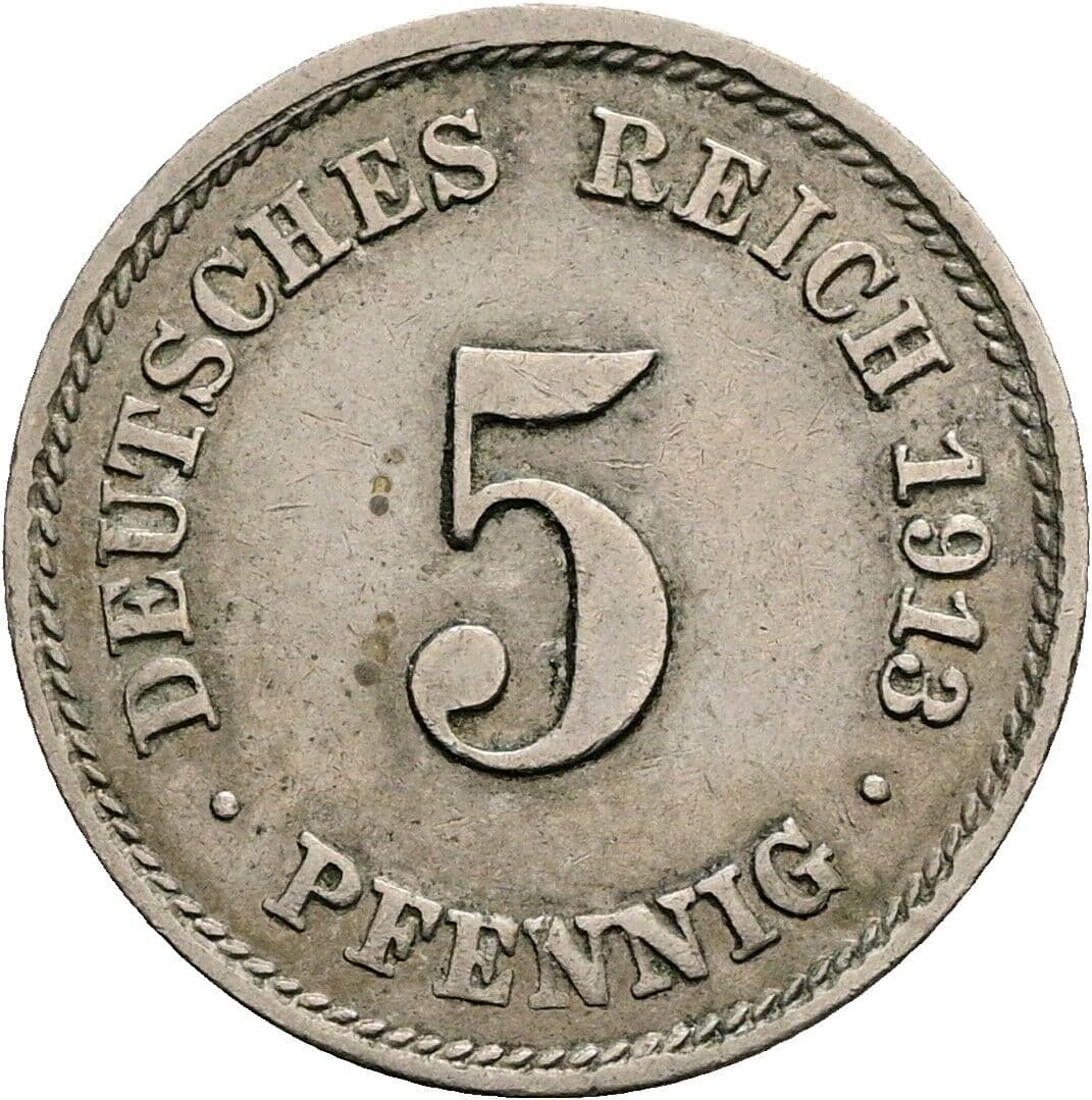 5 Pfennig 1913 F – Vorderseite