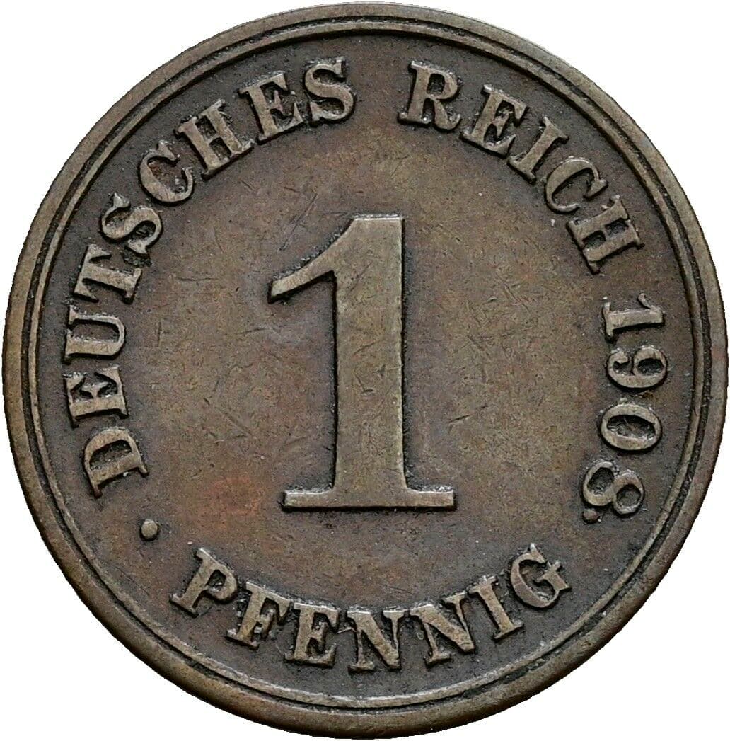 1 Pfennig 1908 G – Vorderseite