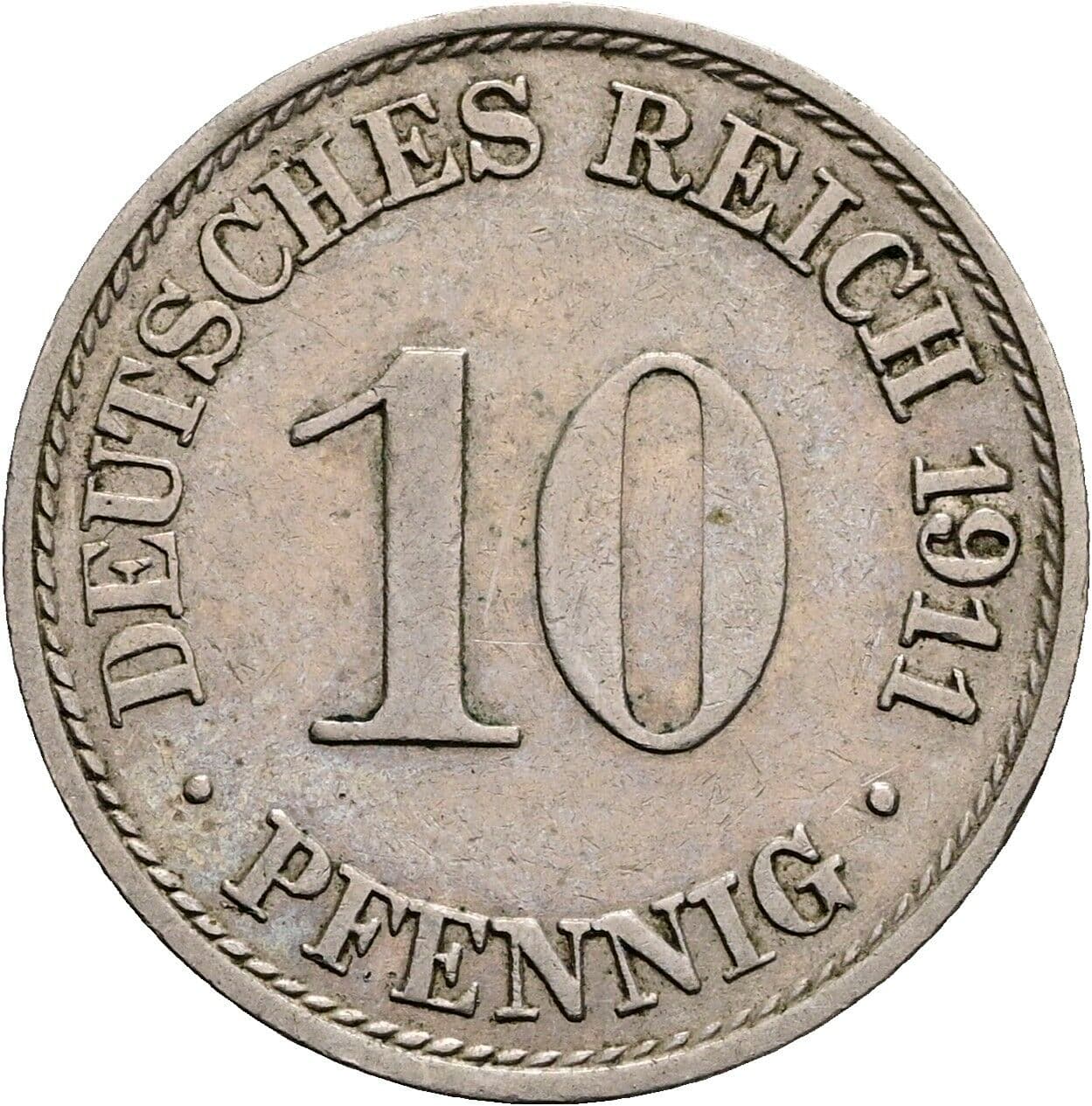 10 Pfennig 1911 A – Vorderseite