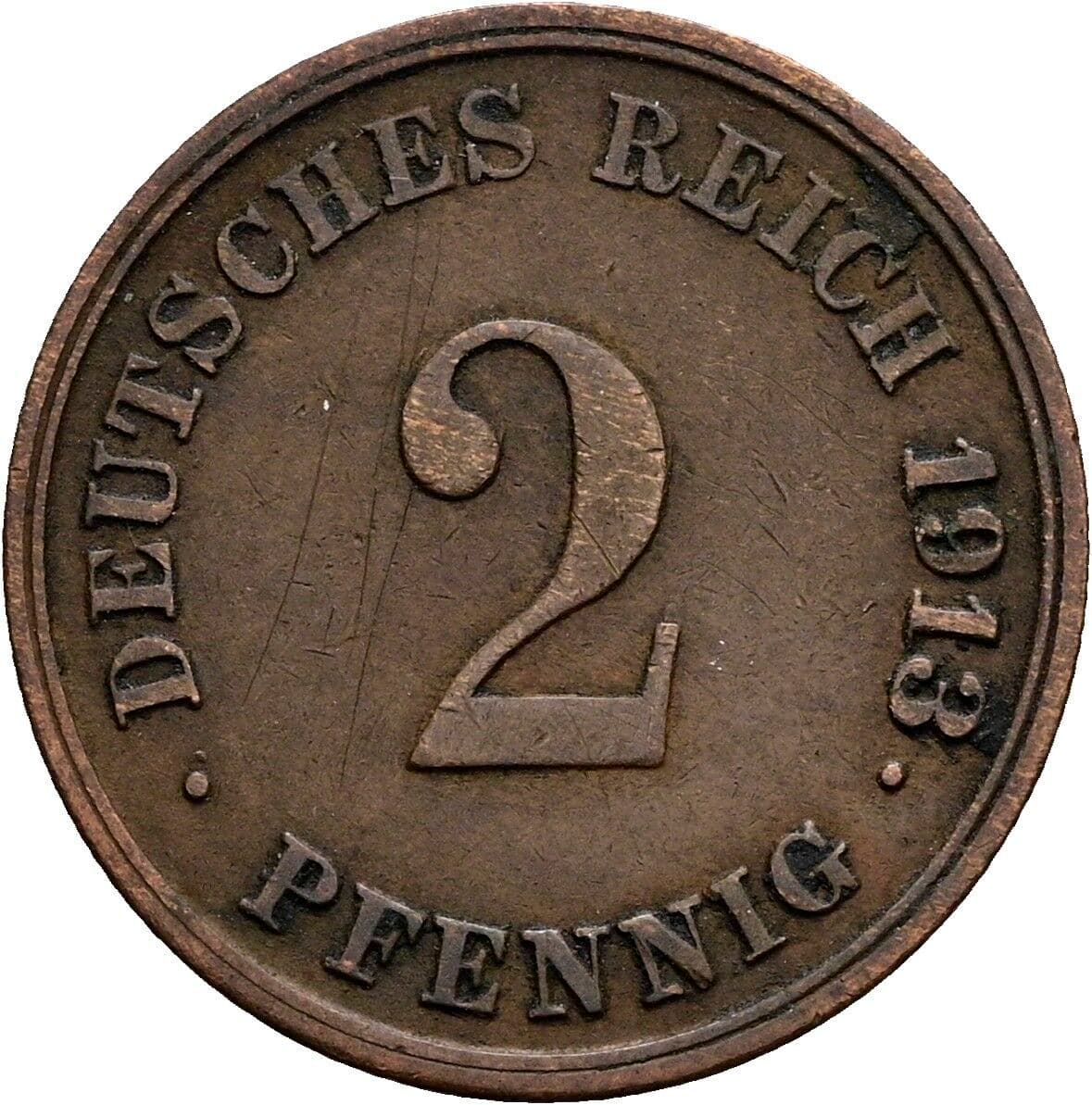 2 Pfennig 1913 G – Vorderseite
