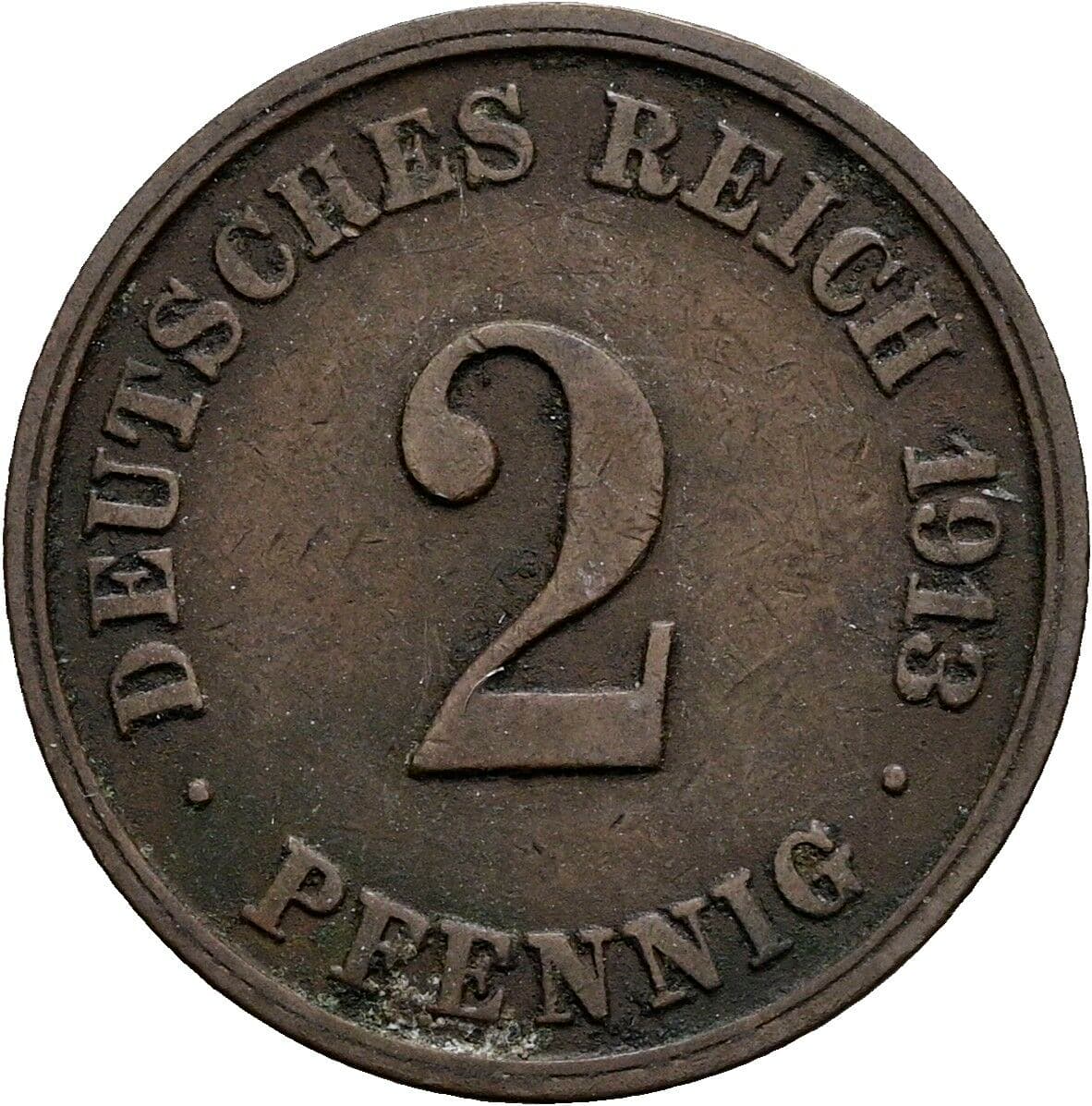 2 Pfennig 1913 J – Vorderseite