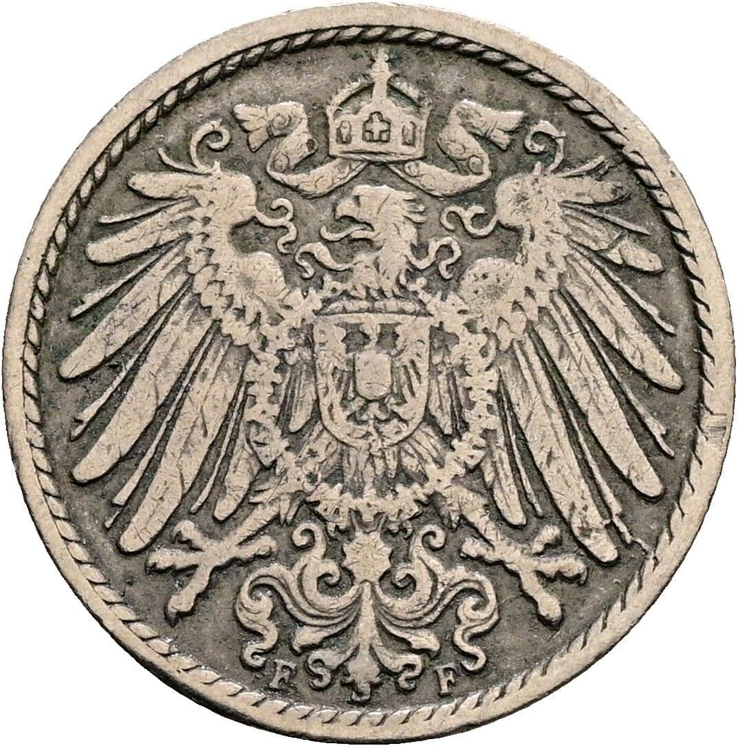 5 Pfennig 1905 F – Rückseite