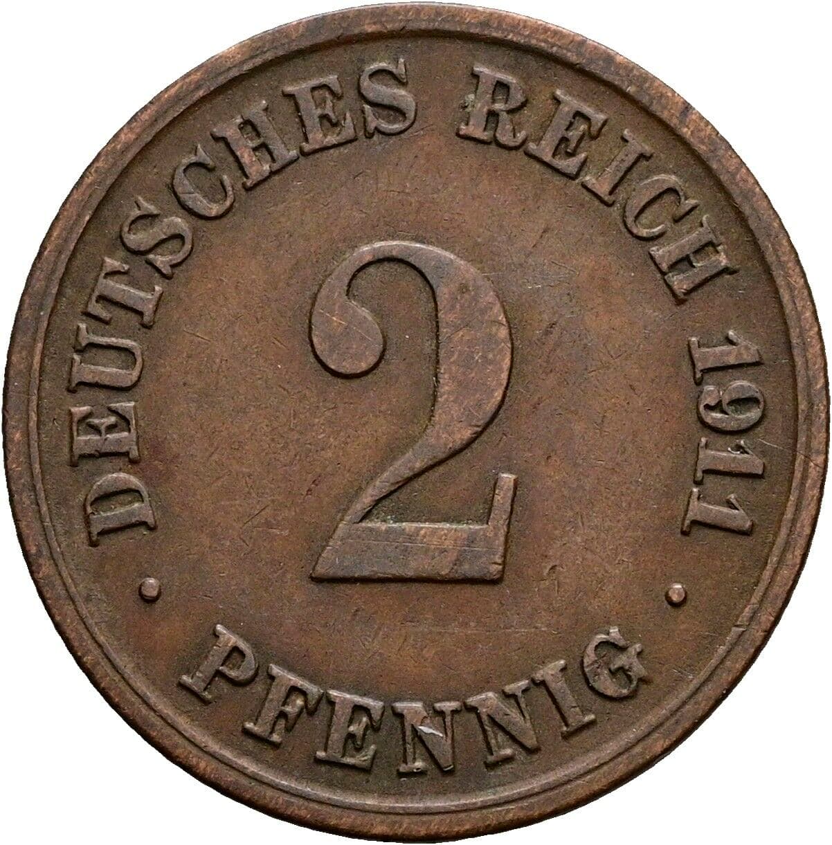 2 Pfennig 1911 D – Vorderseite