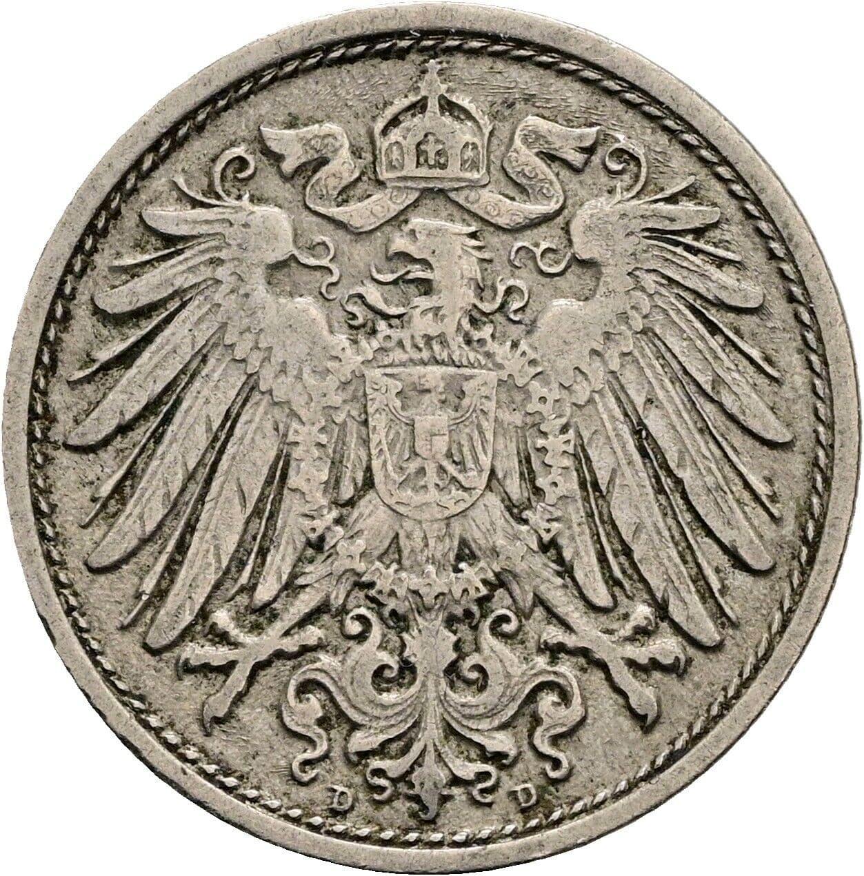 10 Pfennig 1908 D – Rückseite