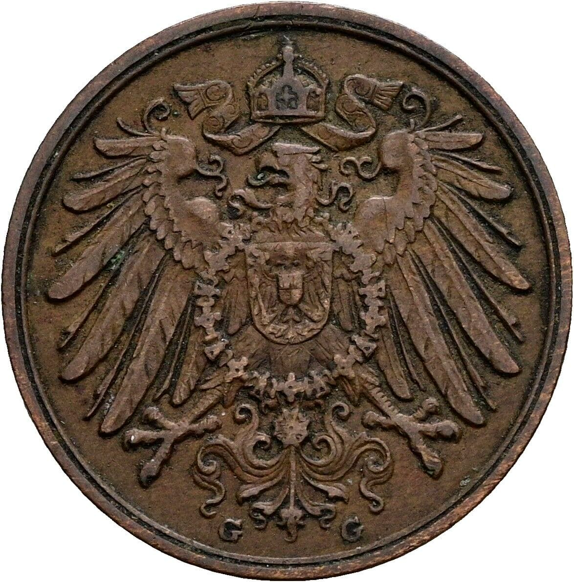 2 Pfennig 1913 G – Rückseite