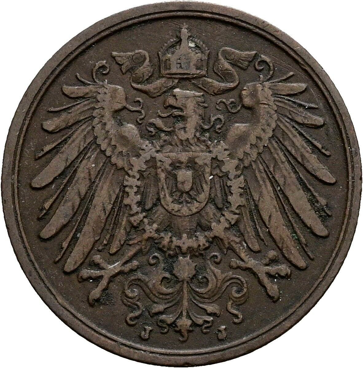 2 Pfennig 1913 J – Rückseite
