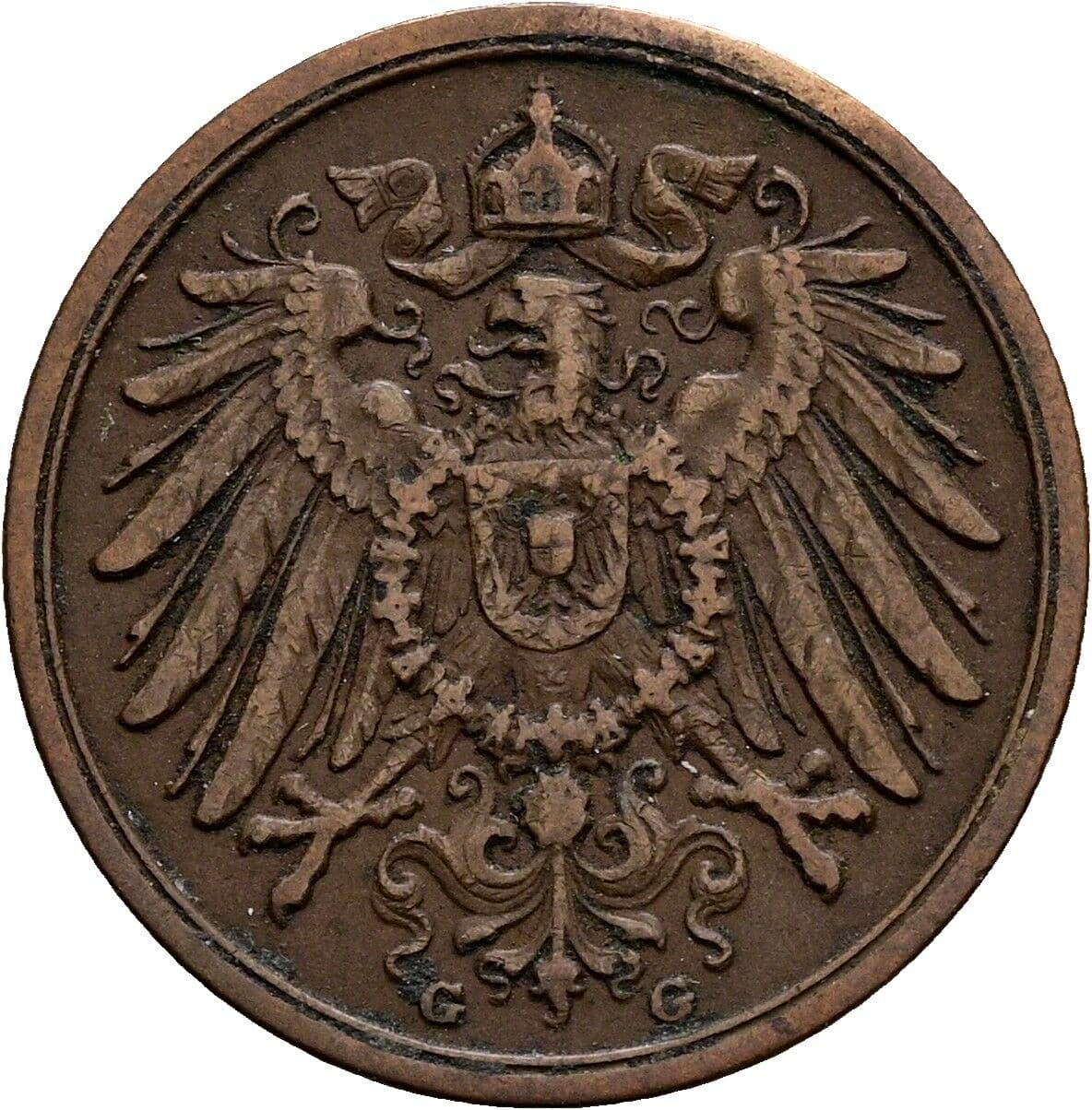 2 Pfennig 1908 G – Rückseite