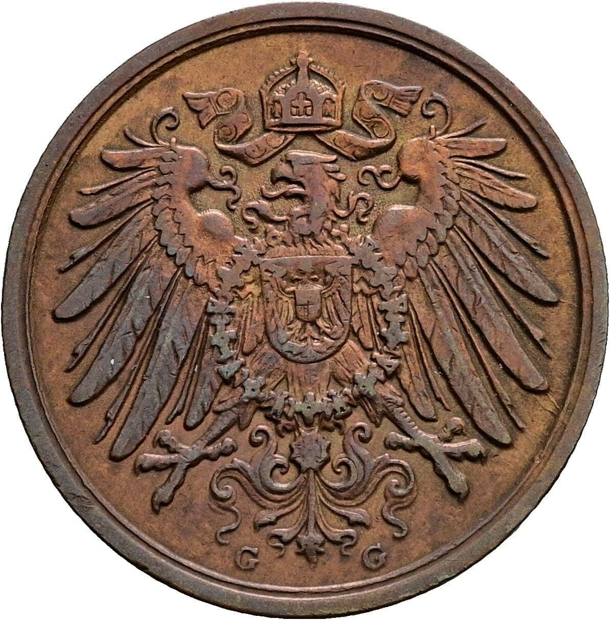 2 Pfennig 1911 G – Rückseite